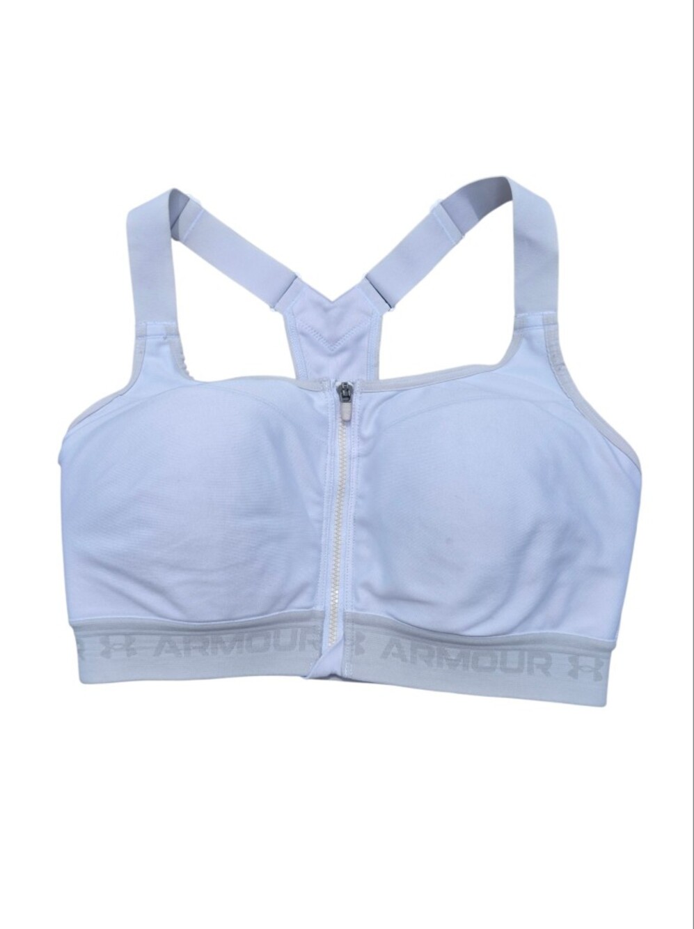 34D Under Armour Front Zip Sports Bra Light Blue Medium Support